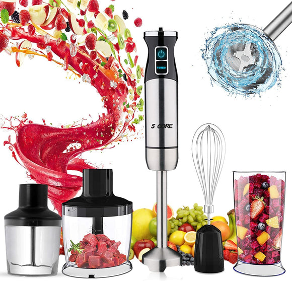 Immersion Hand Held Blender Electric 400 Watt 2 Speed 9 Modes Stainless Steel Stick Blenders Whisk Mixer 800ml Cup 5 Core